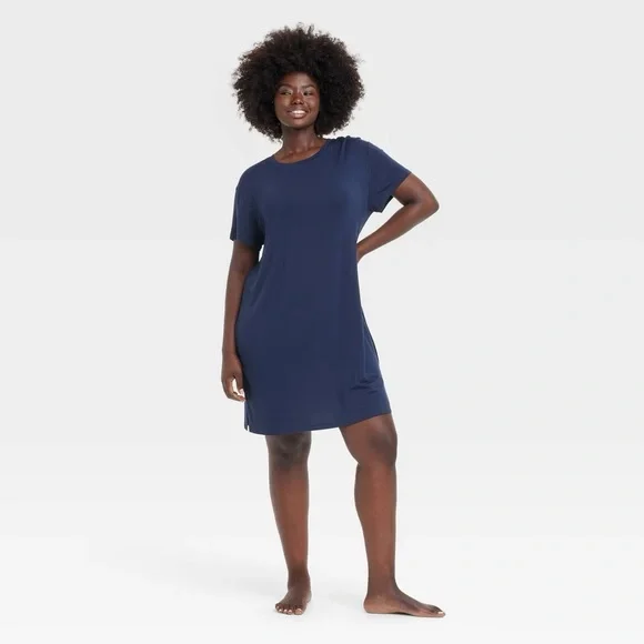 Auden Women’s Cloud Knit Pajama T-Shirt Dress - Picture 4 of 12